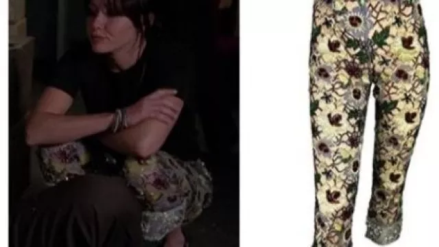 F/W 1999 Dolce and Gabbana runway floral beaded rhinestone cropped pants worn by Prue Halliwell (Shannen Doherty) in Charmed (S02E04)