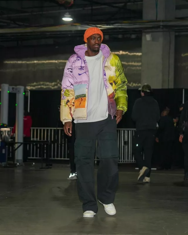 Entire Studios Soot Black 'Utility' Cargo Sweatpants worn by Pascal Siakam on the Instagram account @pacers