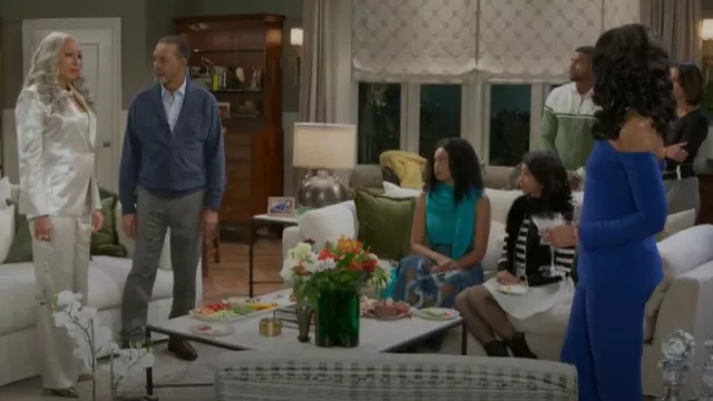Safiyaa Halluana Azure Blue Trousers worn by Dani Dupree (Karla Cheatham Mosley) as seen in Beyond the Gates (S01E03)