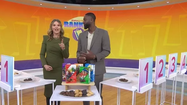 Sergio Hudson Pleated Front Midi Dress worn by Jenna Bush Hager as seen in Today with Jenna & Friends on March 12, 2025