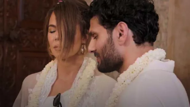 Entire Studios Pillar ruched gown in white worn by Khloé Kardashian as seen in The Kardashians (S06E06)
