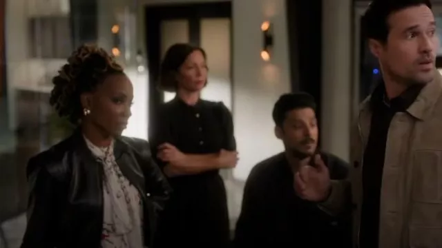 Simkhai Doreen Vegan Leather Bomber Jacket worn by Gabi Mosely (Shanola Hampton) as seen in Found (S02E05)