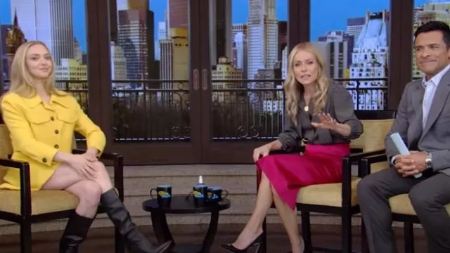 Chaqueta Emilia Wickstead Nachele en amarillo natillas usada por Amanda Seyfried como se vio en LIVE with Kelly and Mark el 13 de marzo de 2025