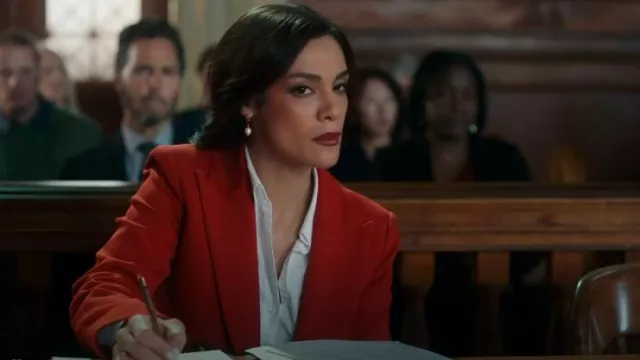 Hugo Boss Jaline Double-Breasted Blazer In Red worn by ADA Samantha Maroun (Odelya Halevi) as seen in Law & Order (S24E11)