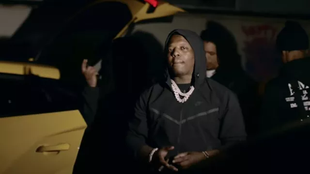 Nike Black Woven Hooded Jacket worn by Lil Zay Osama in Lil Zay Osama - "Crash Out" (Official Video)