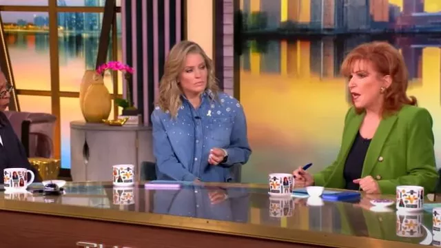 Maje Beaded Denim Shirt worn by Sara Haines as seen in The View on  March 19, 2025