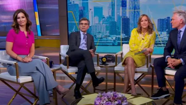 Elie Tahari Silk Satin Flutter Shirt worn by Linsey Davis as seen in Good Morning America on March 21, 2025