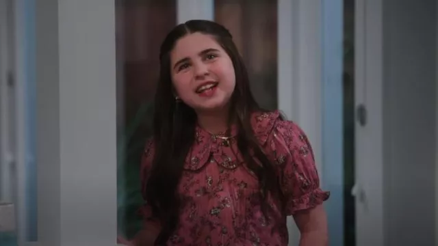 Pilcro The Keira Collared Button-Front Blouse In Pink Pattern worn by Georgia (Barrett Margolis) as seen in Shifting Gears (S01E10)