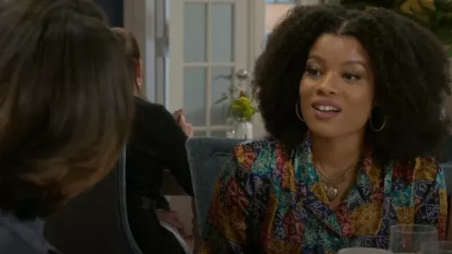 Laura & Jayne Collection Vintage Satin Blouse worn by Eva Thomas (Ambyr Michelle) as seen in Beyond the Gates (S01E13)
