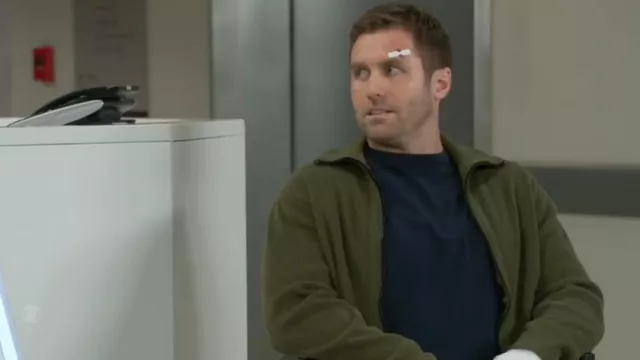 Rag and Bone Dexter Andrew Rib Organic Cotton Zip Cardigan worn by  Derek Baldwin(Ben Gavin) as seen in Beyond the Gates (S01E16)