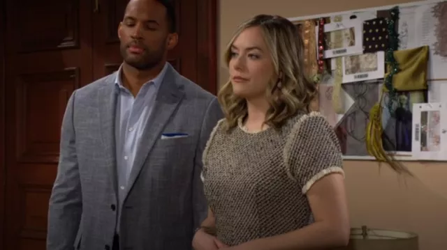 Cinq a Sept Nova Dress in Black/ Gardenia worn by Hope Logan (Annika Noelle) as seen in The Bold and the Beautiful on February 27, 2025