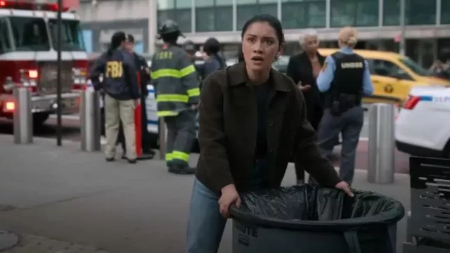 Paige Sasha Ankle Wide Cuff In Storybook Distressed worn by Rose Larkin (Luciane Buchanan) as seen in The Night Agent (S02E10)