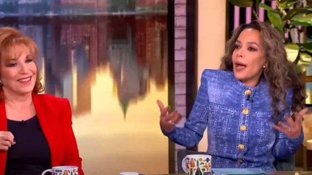 Balmain Denim Trompe Loeil Button Down Cardigan worn by Sunny Hostin as seen in The View on March 27, 2025