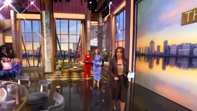 Balmain Trompe-l'œil Printed Knitted Midi Skirt worn by Sunny Hostin as seen in The View on March 27, 2025