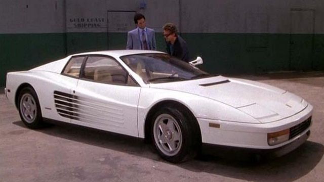 The 1986 white  Ferrari Testarossa in Sonny Crockett in Miami Vice