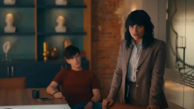 Judith & Charles Dax Pure Wool Houndstooth Blazer worn by Dr. Ingrid Derian (Eve Harlow) as seen in Watson (S01E07)