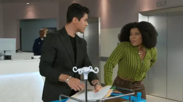 TG Botanical Tracy Jacket in Wormwood & Truffle worn by Eva Thomas (Ambyr Michelle) as seen in Beyond the Gates (S01E18)