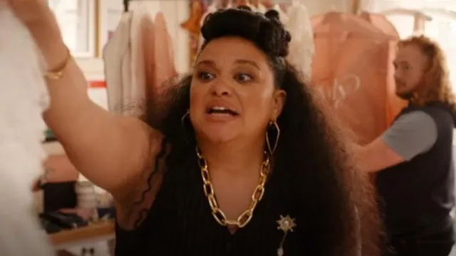Simoe I. Smith Fearless Hoops worn by Mavis Beaumont (Michelle Buteau) as seen in Survival of the Thickest (S02E04)