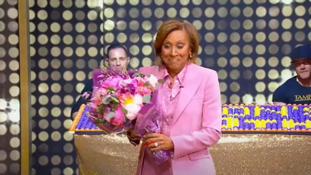 Michael Kors Stretch Pebble Crepe Blazer worn by Robin Roberts as seen in Tamron Hall Show on March 31, 2025