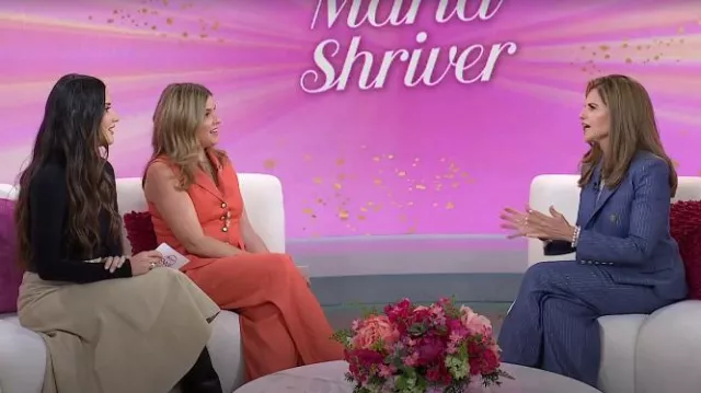 Khaite Lenno Suede Midi Skirt worn by Olivia Munn as seen in Today with Jenna & Friends on April 1, 2025