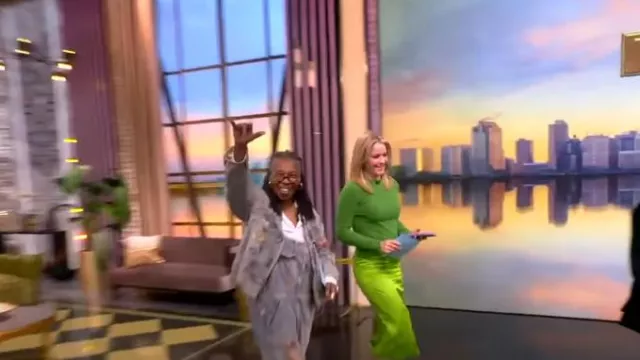 A.L.C. Phoebe Satin Midi Skirt worn by Sara Haines as seen in The View on April 1, 2025