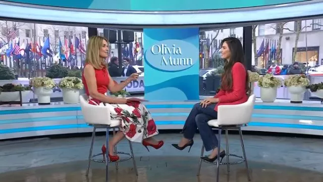 Dolce & Gabbana Poppy Print Midi-Skirt worn by Savannah Guthrie as seen in Today on April 3, 2025