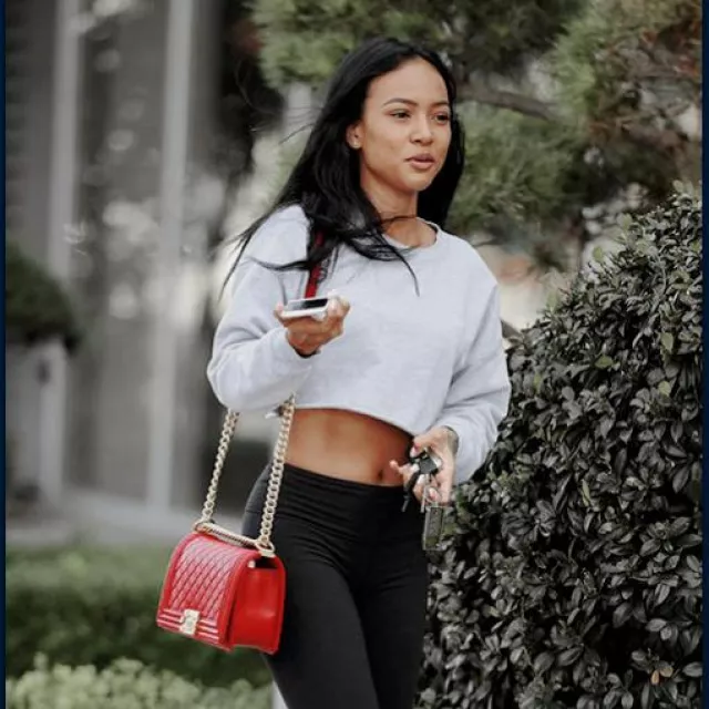 CHANEL Pre-Owned Boy shoulder bag used by Karrueche Tran on the Instagram account @itsonlybubblewrap