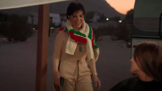 Gucci Web Stripe Cotton Cardigan worn by Kris Jenner as seen in The Kardashians (S06E09)