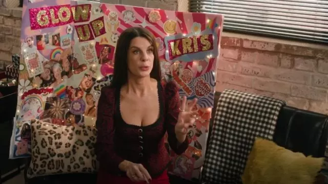 Reformation Nikky Lace Trim Top worn by Kris (Meredith MacNeill) as seen in Small Achievable Goals (S01E02)