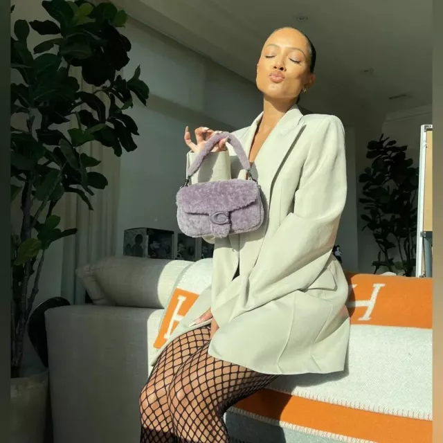 Coach Pillow Tabby 18 Shearling and Leather Bag used by Karrueche Tran on the Instagram account @ruechirue