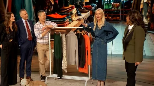 Zara Denim Midi Dress worn by Zanna Roberts as seen in The Drew Barrymore Show on April 1, 2025