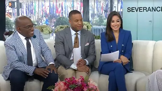 Veronica Beard Miller Double Breasted Dickey Jacket worn by Kaylee Hartung as seen in Today on April 4, 2025