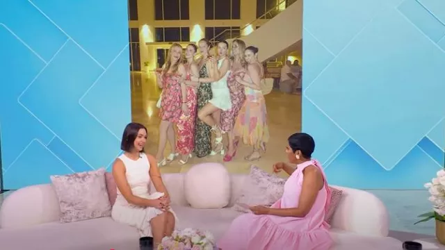 Staud Marlowe Neck-Tie Tiered Maxi Dress worn by Tamron Hall as seen in Tamron Hall Show on April 7, 2025