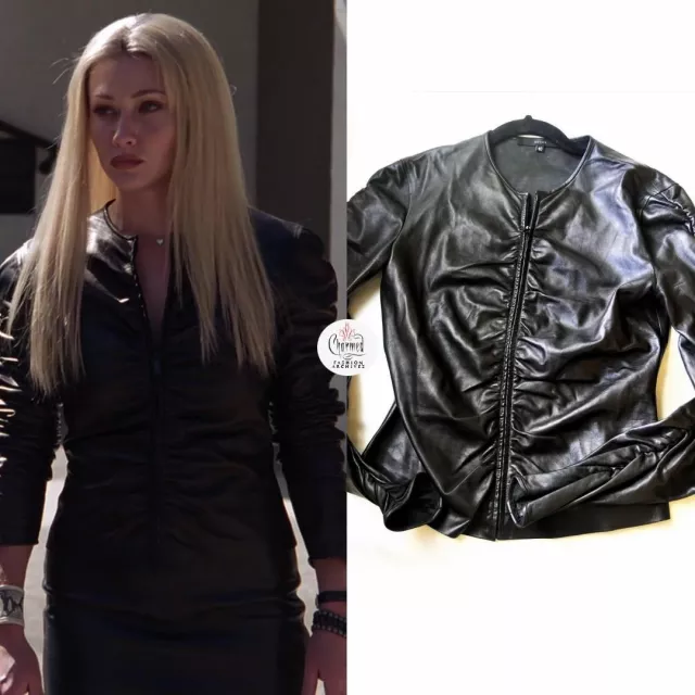 Blouson Tom Ford en cuir noir pour Gucci A/H 1999 porté par Shannen Doherty sur le compte Instagram @charmedarchives