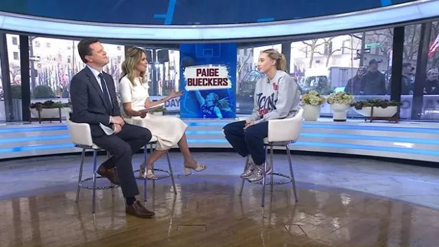 Gucci Slide Sandal With Horsebit worn by Savannah Guthrie as seen in Today on April 9, 2025