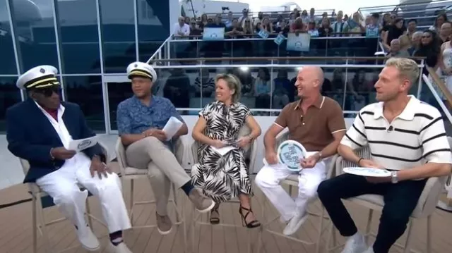 Vince Camuto Fern Print Cotton Poplin Midi Shirtdress worn by Dylan Dreyer as seen in Today on April 9, 2025