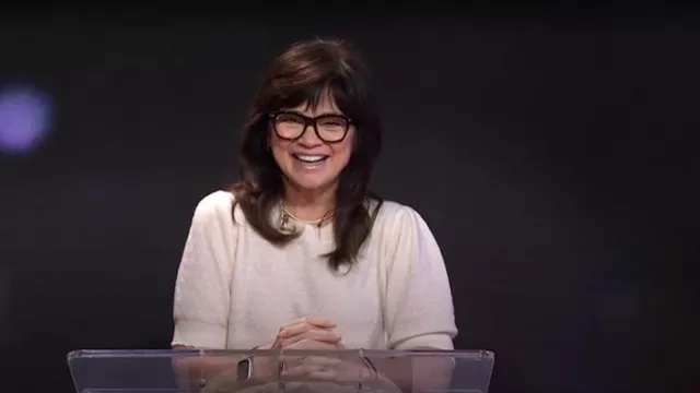 Frame Cashmere Pointelle Puff Sleeve Sweater worn by Valerie Bertinelli as seen in Today with Jenna & Friends on April 9, 2025