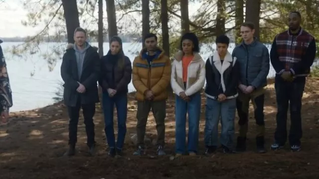 Tommy Hilfiger Monogram Applique Tartan Varsity Jacket worn by Tristan (Kheon Clarke) as seen in SkyMed (S03E02)