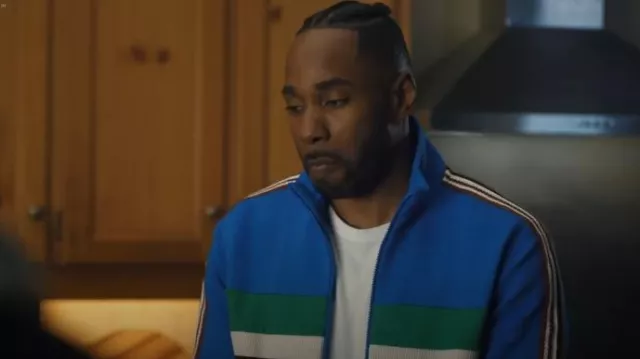 Lacoste Made In France Zip-Up Colorblock Sweatshirt worn by Tristan (Kheon Clarke) as seen in SkyMed (S03E04)