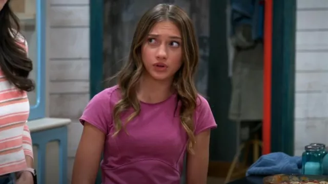 Free People We The Free Protagonist Tee-Magenta worn by Chloe Thunderman (Maya Le Clark) as seen in The Thundermans: Undercover (S01E10)