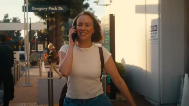 John Galt White Ribbed Ashlyn Top worn by Ava (Hannah Einbinder) as seen in Hacks (S04E01)