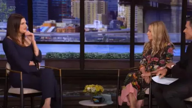 Gucci Floral Snake Print Silk Dress worn by Kelly Ripa as seen in LIVE with Kelly and Mark on April 16, 2025