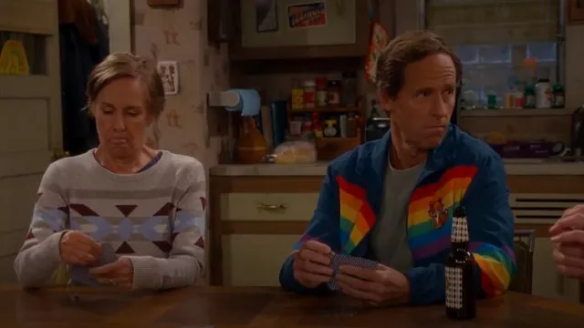 Tipsy Elves Slim Jim Jacket Red And Black worn by Neville Goldufski (Nat Faxon) as seen in The Conners (S07E03)