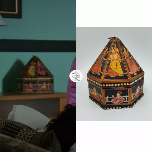 Boîte à bijoux octogonale en bois moghol vintage comme on le voit sur Charmed (S03E08)