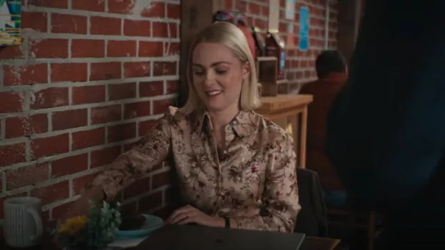 Vince Orchid Vine Silk Blouse worn by Alice (AnnaSophia Robb) as seen in Grosse Pointe Garden Society (S01E09)