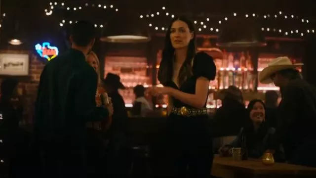 Wowogo Western Boho Disc Belt Concho Wide Elastic Leather Waist Belt worn by Ellie Estevez (Marianly Tejada) as seen in Ransom Canyon (S01E03)