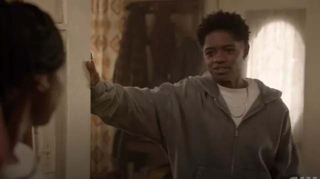 Hours Collection Vintage Brown Drop Shoulder Zip Hoodie worn by Tamia 'Coop' Cooper (Bre-Z) as seen in All American (S07E10)