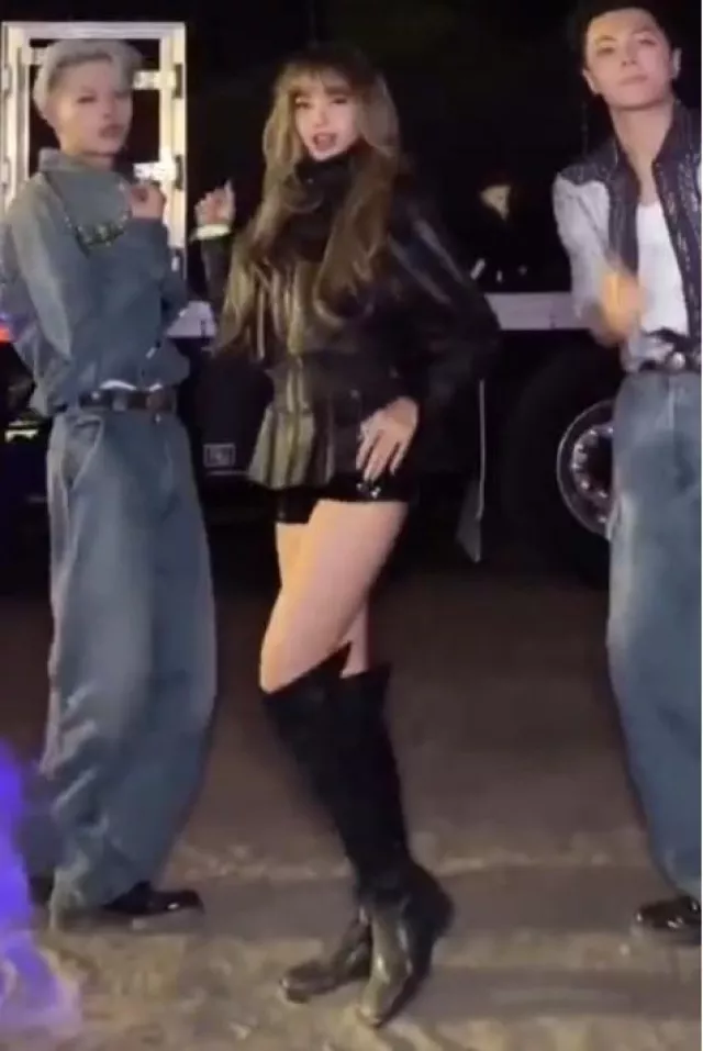 Bode Black Sequin Club Shorts worn by Lisa on Enhyphen Tiktok Post on April 13, 2025