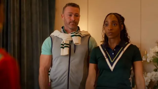 Tory Burch Tech Pique Chevron Polo worn by Faith Mitchell (Iantha Richardson) as seen in Will Trent (S03E15)