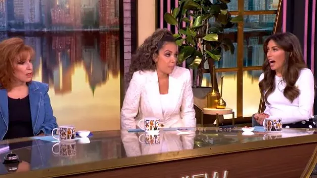 Balmain Button Strong-Shoulder Pointelle Rib Knit Sweater worn by Alyssa Farah Griffin as seen in The View on April 23, 2025